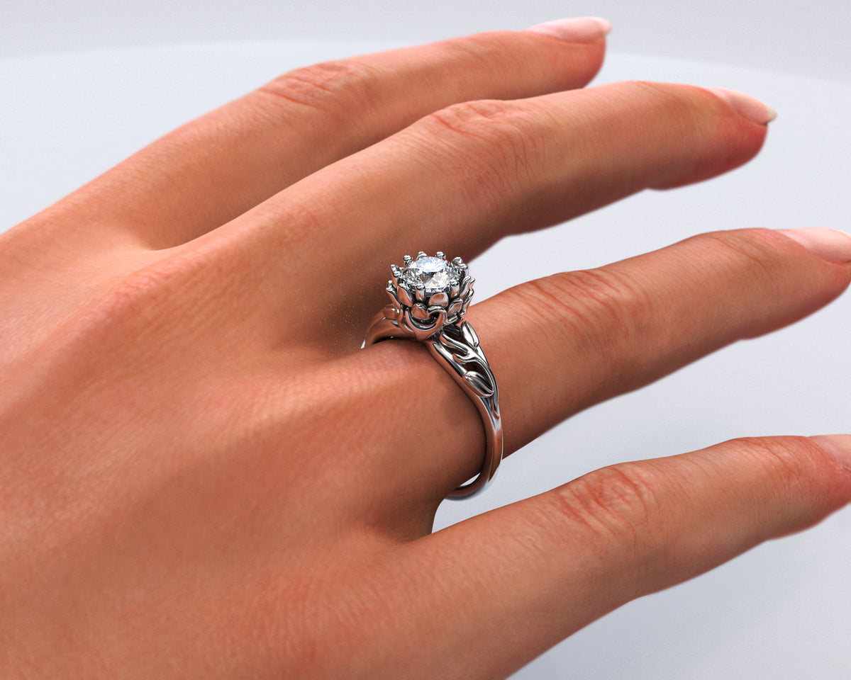 Lab Grown Diamond Flower Engagement Ring