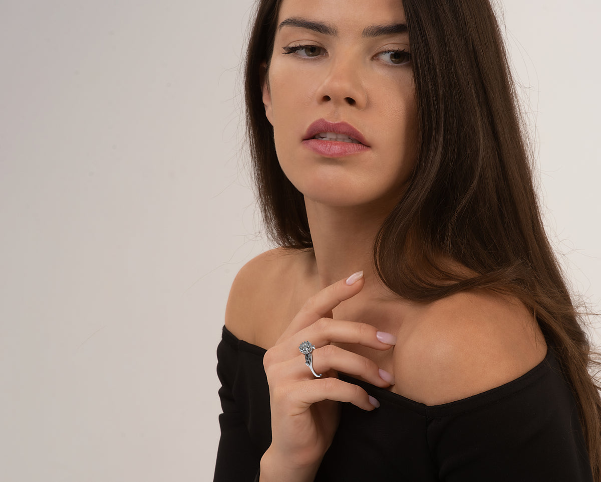 Lab Grown Diamond Flower Engagement Ring