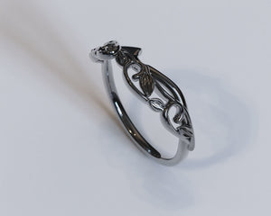 Black Lotus Flower Wedding Ring