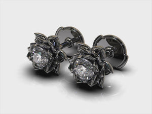 Gothic Diamond Stud Earrings - Lotus Earrings
