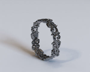 Black Gold Leaf Wedding Band