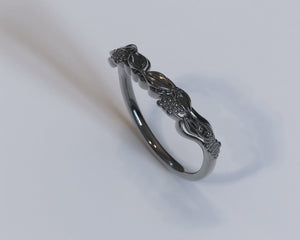Unique Black Floral Wedding Ring