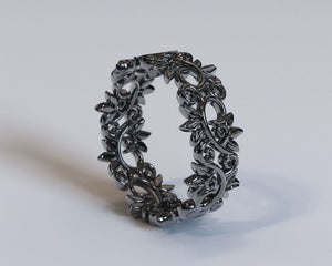 Black Gold Leaf Wedding Band