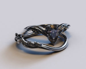 Twig Alexandrite Engagement Ring Set - Pear Cut