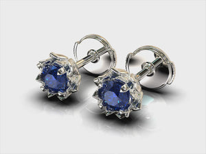 Blue Sapphire Earrings - Lotus Earrings