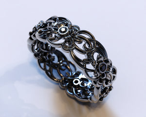 Black Gold Flower Wedding Ring