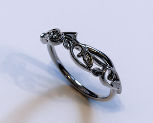 Black Lotus Flower Wedding Ring