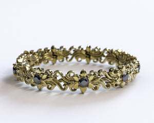 Unique Black Gold Floral Wedding Ring