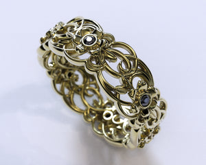 Black Gold Flower Wedding Ring