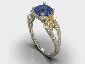 Classic Flower Sapphire Engagement Ring