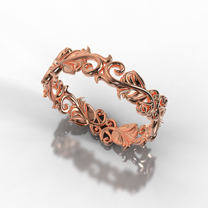 Rose Gold Leaf Wedding Band