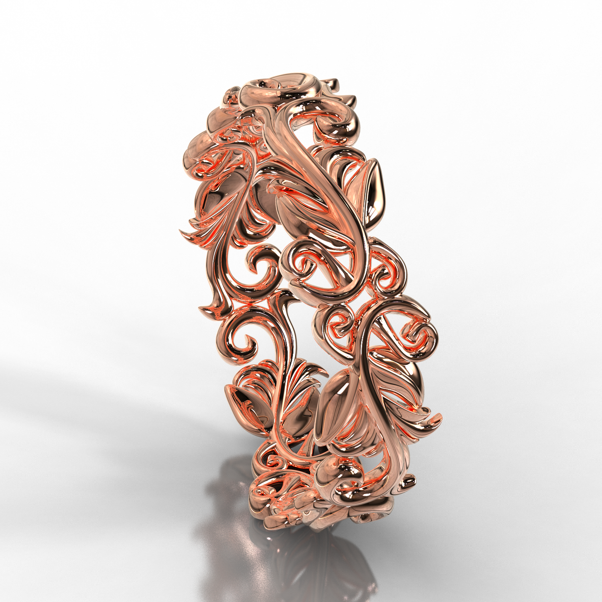 Rose Gold Leaf Wedding Band