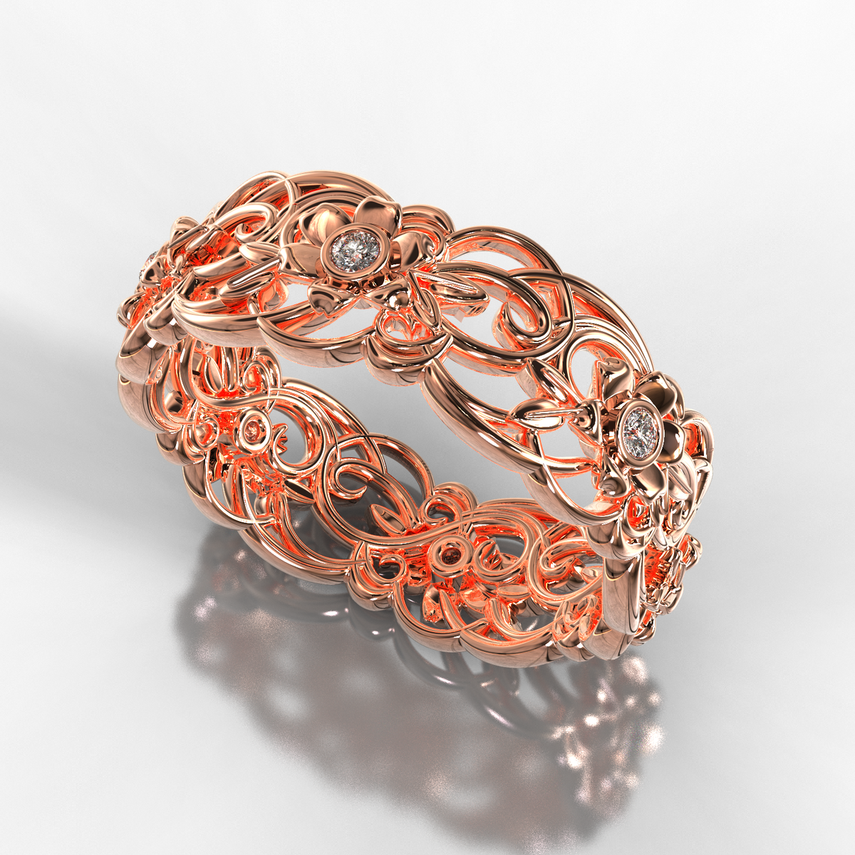 Rose Gold Flower Wedding Ring