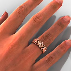 Rose Gold Flower Wedding Ring