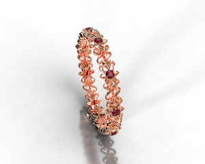 Unique Rose Gold Floral Wedding Ring