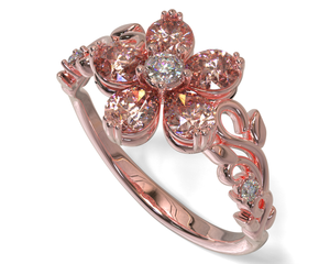 Plumeria Flower Morganite Engagement Ring