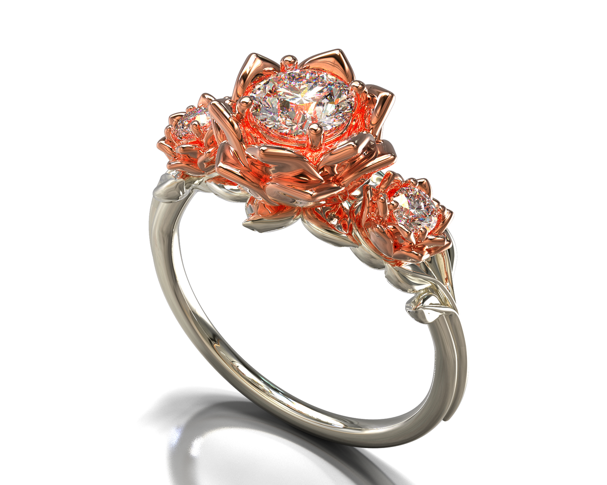 Unique Premium Moissanite Flower Diamond Engagement Ring