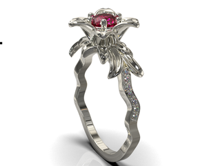 Ruby Flower Engagement Ring