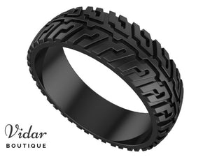 Unique Black Gold Tire Wedding Band For Men