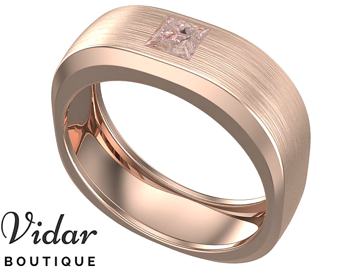 Morganite Princess Cut Mens Unique Wedding Band