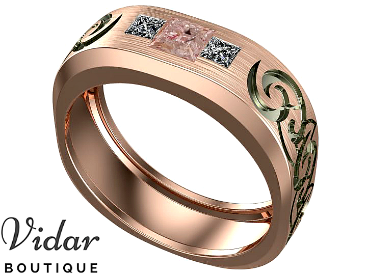 Unique Morganite Tribal Wedding Band For Men