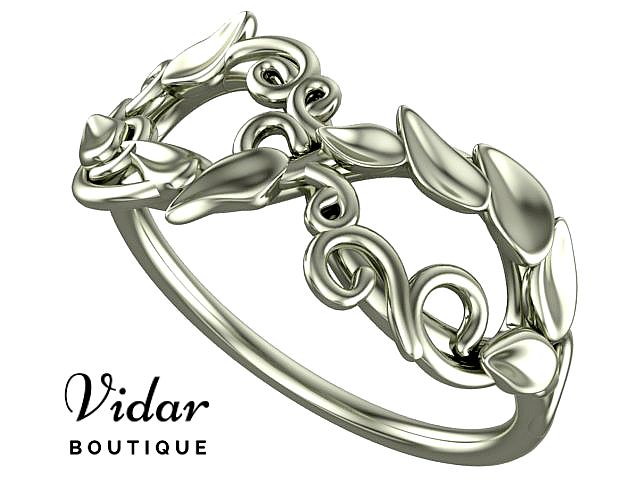 Flower Infinity White Gold Wedding Band For Women