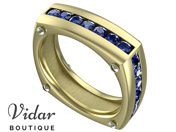  Unique Two Tone Gold Sapphire Wedding Band For Men