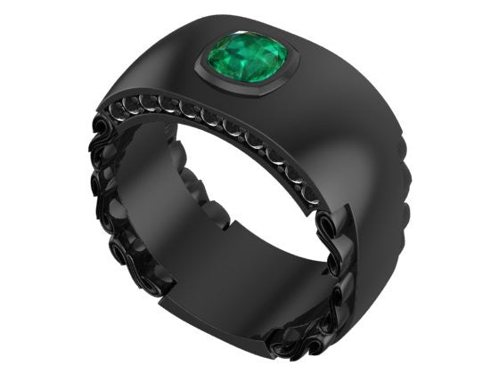 Mens Emerald Wedding Band