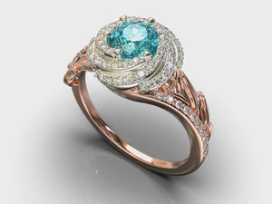 Aquamarine Floral Engagement Ring