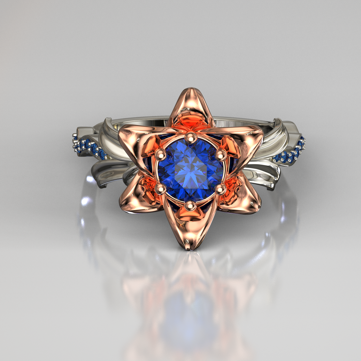 Lily Flower Sapphire Engagement Ring