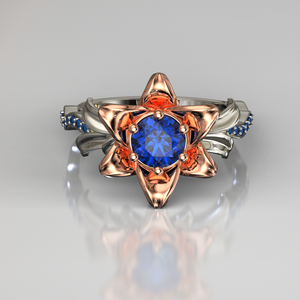 Lily Flower Sapphire Engagement Ring