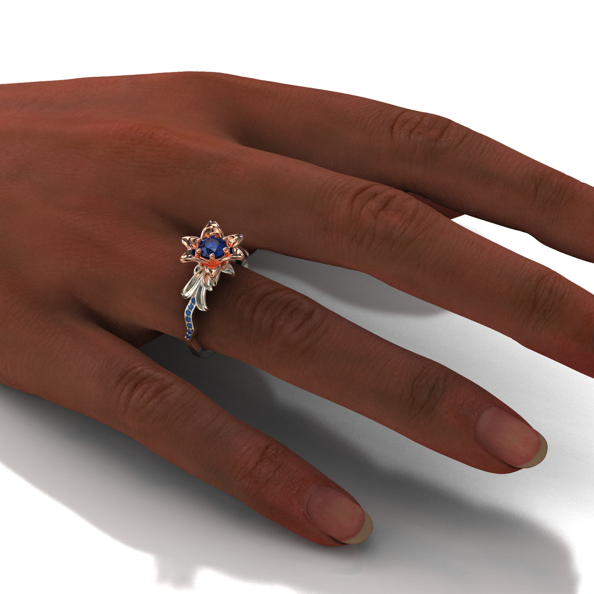 Lily Flower Sapphire Engagement Ring