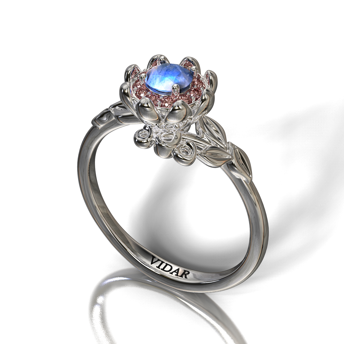 Unique Moonstone Flower Engagement Ring