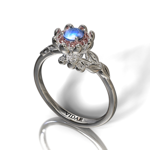 Unique Moonstone Flower Engagement Ring