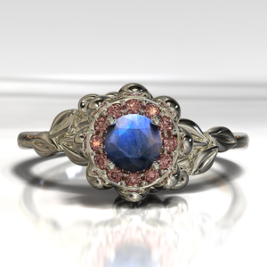 Unique Moonstone Flower Engagement Ring