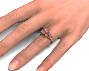 Plumeria Flower Morganite Engagement Ring