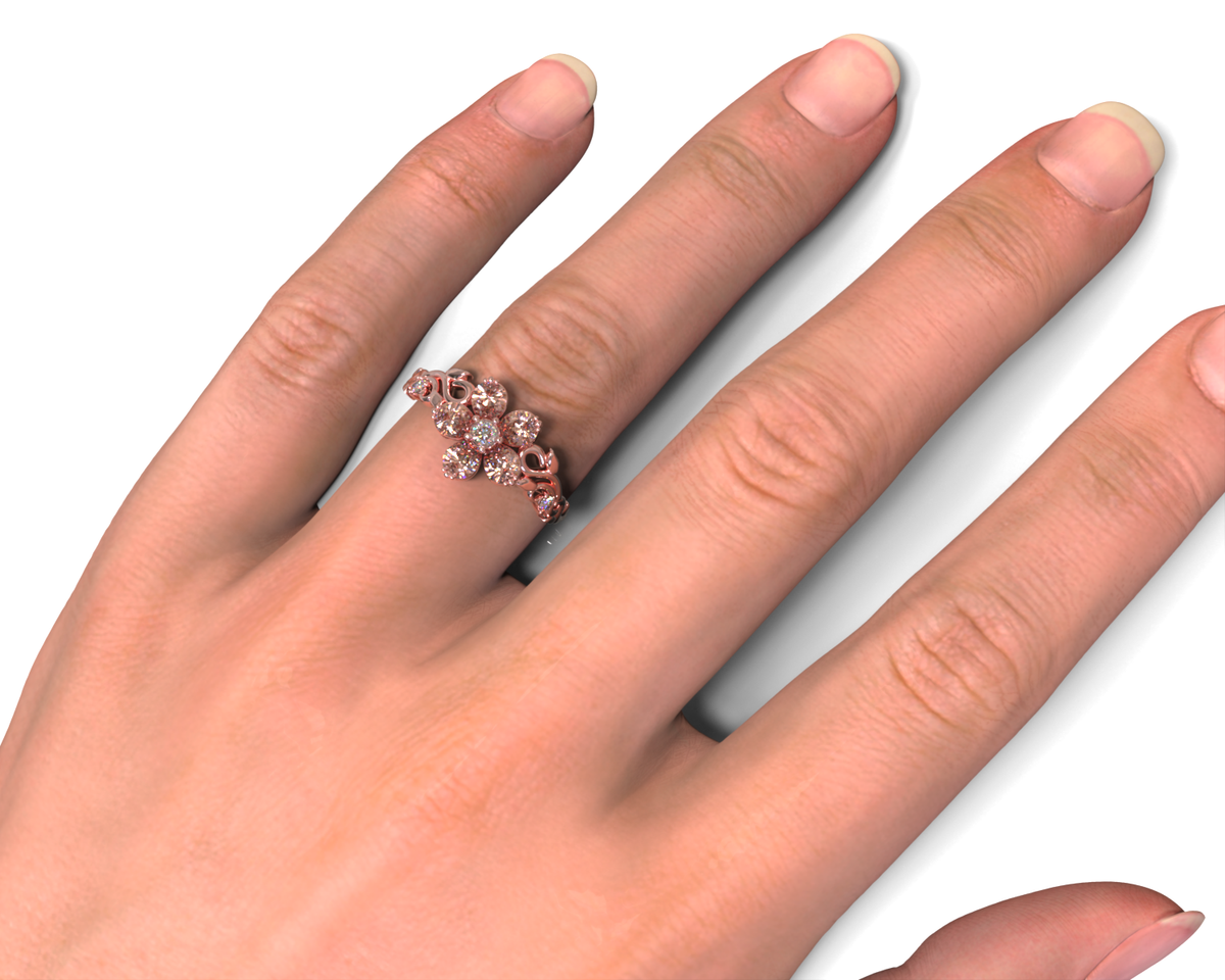 Plumeria Flower Morganite Engagement Ring