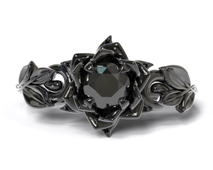 Unique Black Lotus Flower Engagement Ring