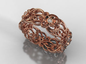 Rose Gold Flower Wedding Ring