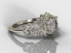 Unique Flower Engagement Ring White Gold By Vidar Boutique