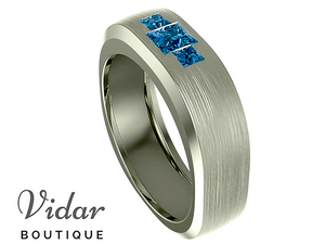 Blue diamond mens wedding band