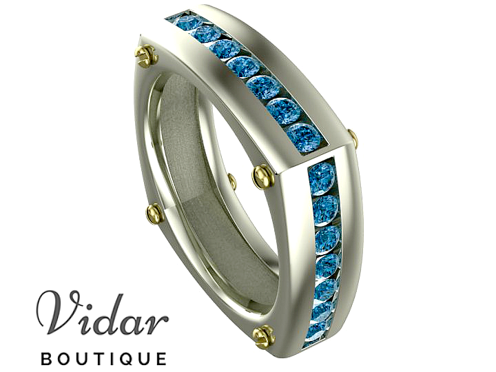 blue diamond wedding band