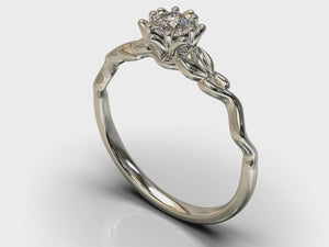 Unique Flower Moissanite Engagement Ring