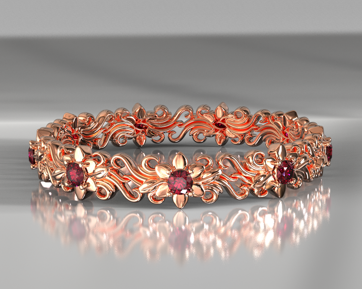 Unique Rose Gold Floral Wedding Ring