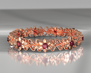 Unique Rose Gold Floral Wedding Ring