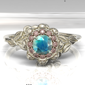 Lotus Flower Moonstone Engagement Ring