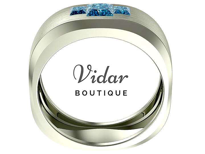 mens wedding bands unique blue diamond