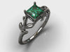 Black Gold Princess Cut Emerald Engagement Ring