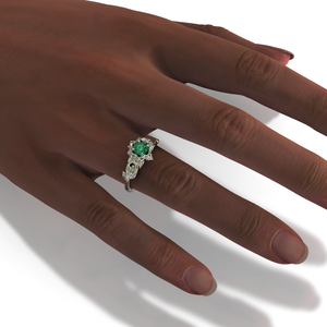 Lotus Flower Emerald Engagement Ring