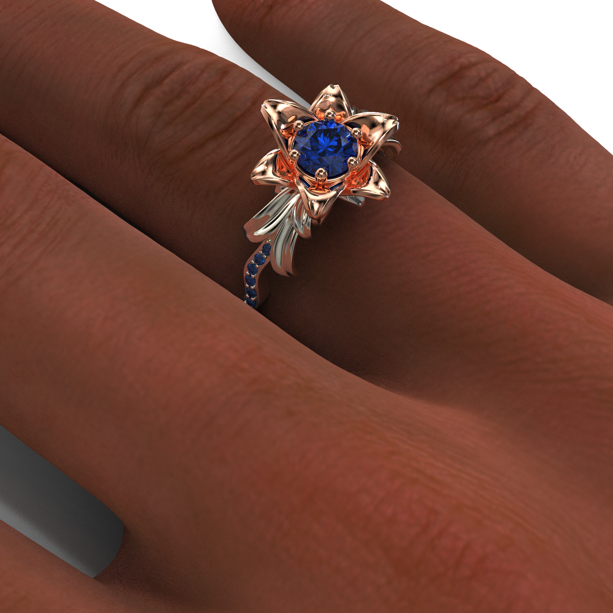 Lily Flower Sapphire Engagement Ring